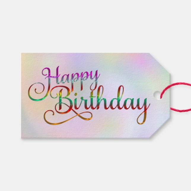 Etiqueta Para Presente FELIZ ANIVERSÁRIO - design de texto + suas própria (Frente (horizontal))