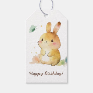 Etiqueta Para Presente Feliz Aniversário do Coelho Bonito Personalizado