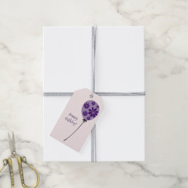 Etiqueta Para Presente Feliz Aniversário do Elegante Script! Violet Ballo