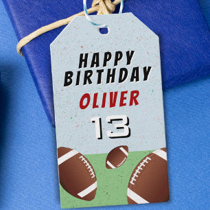Etiqueta Para Presente Feliz Aniversário do Futebol Americano 