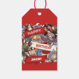 Etiqueta Para Presente Feliz Aniversário dos Animais Engraçados Adicione