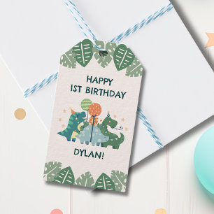 Etiqueta Para Presente Feliz Aniversário dos Dinossauros Bonitos Personal