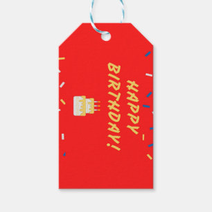 Etiqueta Para Presente Feliz aniversário em vermelho