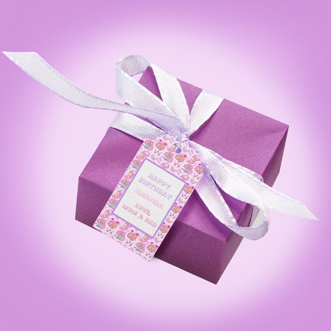 Etiqueta Para Presente Feliz Aniversário Gatos Têm Festa (Criador carregado)