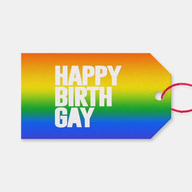 Etiqueta Para Presente Feliz Aniversário Gay (Frente (horizontal))