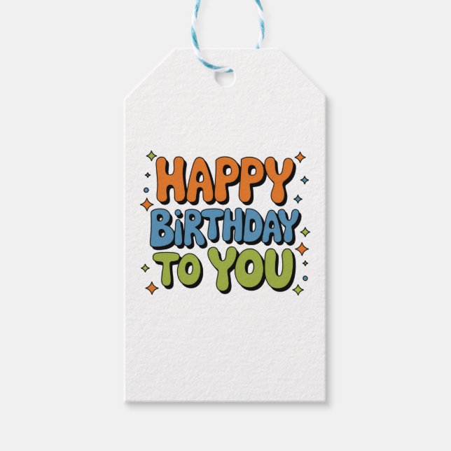 Etiqueta Para Presente Feliz Aniversário Groovy (Frente)