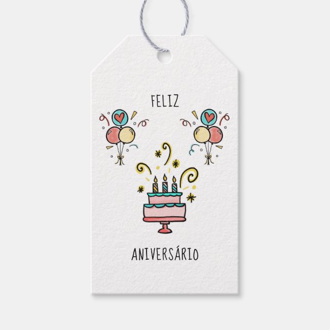 Etiqueta Para Presente Feliz Aniversário | Happy Birthday (Frente)
