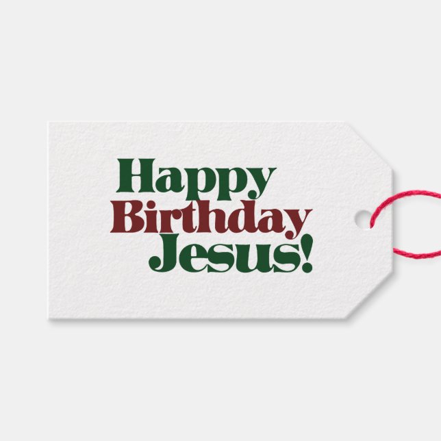Etiqueta Para Presente Feliz Aniversário Jesus é Natal (Frente (horizontal))
