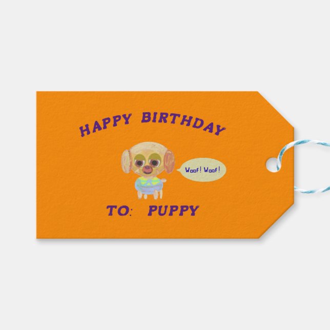 Etiqueta Para Presente Feliz aniversário laranja (Frente (horizontal))