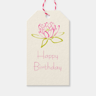 Etiqueta Para Presente Feliz aniversário Lotus Flower / Água Lily