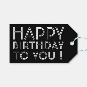 Etiqueta Para Presente "Feliz Aniversário Para Você!"Preto e branco