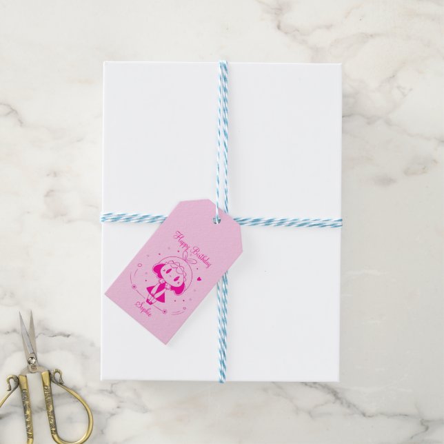 Etiqueta Para Presente Feliz Aniversário Personalizado  (Com cordão)