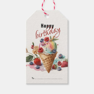 Etiqueta Para Presente Feliz Aniversário, Tags de Presente de Cone de Sor