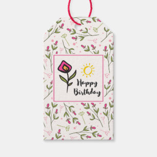 Etiqueta Para Presente Feliz aniversario - Wildlflowers bonito e Sun