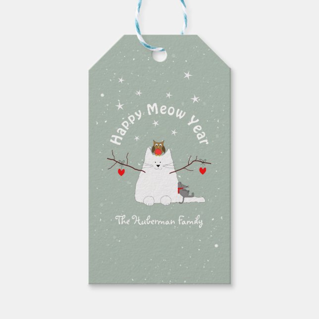 Etiqueta Para Presente "Feliz Ano de Meow" (Frente)