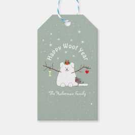 Etiqueta Para Presente "Feliz Ano de Woof" Snowcat