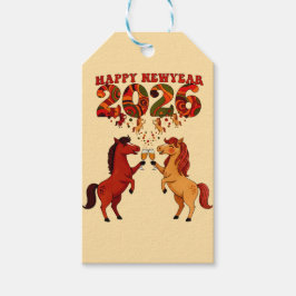 Etiqueta Para Presente Feliz Ano Novo 2026 – Celebrando Cavalos com Champ