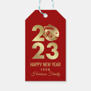 Etiqueta Para Presente Feliz Ano Novo Chinês do Coelho