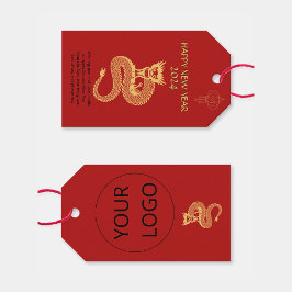 Etiqueta Para Presente Feliz ano novo Chinês Do Logotipo Dragão Vermelho