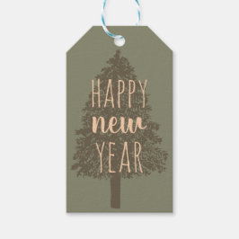 Etiqueta Para Presente Feliz ano novo: inverno na árvore de Natal