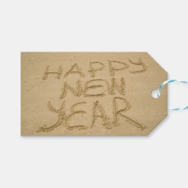 Etiqueta Para Presente Feliz ano novo na areia