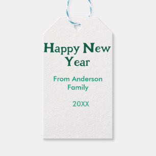 Etiqueta Para Presente Feliz ano novo verde adicionar nome da família ano