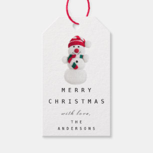 Etiqueta Para Presente Feliz ao vermelho branco do boneco de neve do Tag