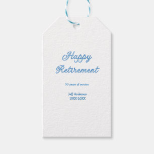 Etiqueta Para Presente Feliz aposentadoria azul anos de serviço nome past