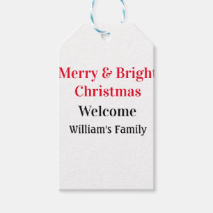 Etiqueta Para Presente Feliz Brilho Natal adicione o nome da família de b