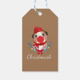 Etiqueta Para Presente Feliz Cachorro de Natal Lover Bulldog Vestindo Más