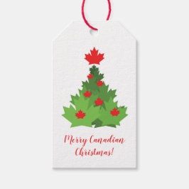 Etiqueta Para Presente Feliz canadense Flag Maple Leaf Christmas Tree