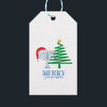 Etiqueta Para Presente Feliz Chrismukkah Menorah e Tree Gift Tag<br><div class="desc">Feliz Chrismukkah</div>