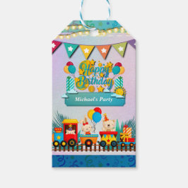 Etiqueta Para Presente Feliz Comboio De Aniversário Com Bichinhos