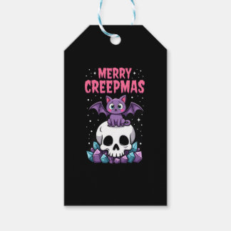 Etiqueta Para Presente Feliz Creepmas Gato Pastel Goth Natal Caveira T-S