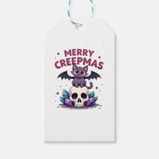 Etiqueta Para Presente Feliz Creepmas Gato Pastel Goth Natal Caveira T-S