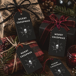 Etiqueta Para Presente Feliz Creepmas Natal Floco de Neve Gótico