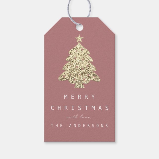 Etiqueta Para Presente Feliz da etiqueta de presente de Natal Dourada (Frente)