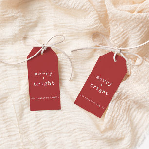 Etiqueta Para Presente Feliz de nome da família personalizada + Natal bri