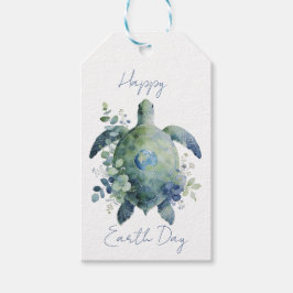 Etiqueta Para Presente Feliz Dia da Terra Design de Tartaruga