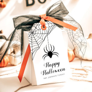 Etiqueta Para Presente Feliz Dia das Bruxas de Aranha Negra