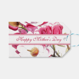 Etiqueta Para Presente Feliz Dia das Mães Rosa Floral script