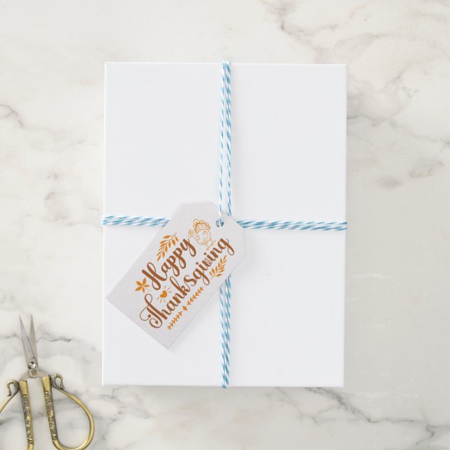 Etiqueta Para Presente Feliz Dia de Ação de Graças (Com cordão)
