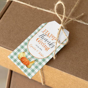 Etiqueta Para Presente Feliz Dia de Ação de Graças Amigos Pumpkins