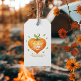 Etiqueta Para Presente Feliz Dia de Ação de Graças Coração Grato Abóbora
