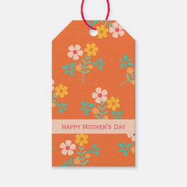 Etiqueta Para Presente Feliz Dia de as mães Retro Laranja Daisy