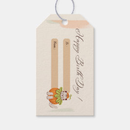 Etiqueta Para Presente Feliz dia de nascimento saudando gato rosa