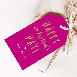 Etiqueta Para Presente Feliz dia de os namorados brilhante Dourado