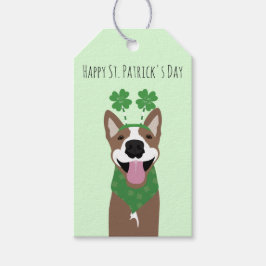 Etiqueta Para Presente Feliz Dia de São Patrício Marrom Cachorro Verde