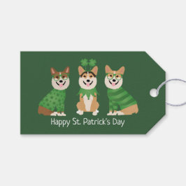 Etiqueta Para Presente Feliz Dia de São Patrício Pembroke Welsh Corgi Dog