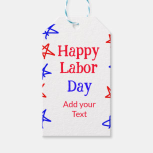 Etiqueta Para Presente Feliz dia de trabalho, vermelha, estrela azul, dia